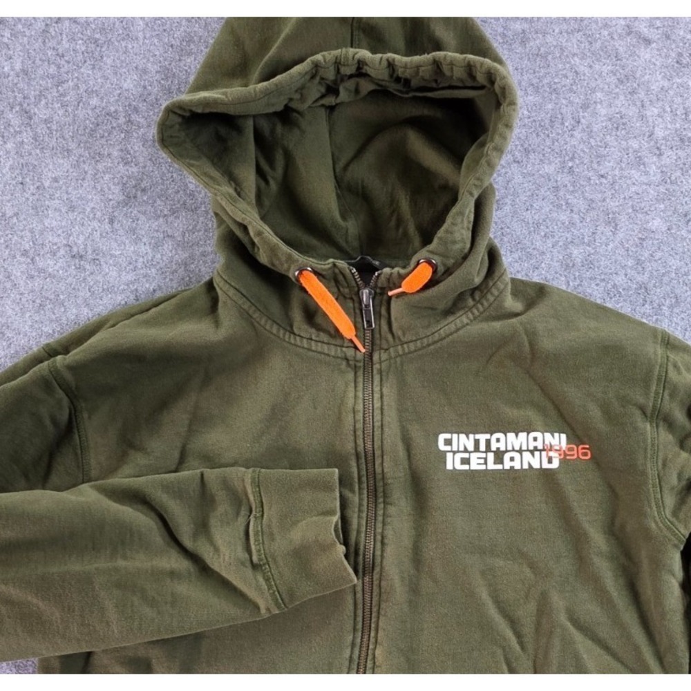 CINTAMANI Iceland Mens Hoodie Hooded‎ Full Zip Size Extra Large Green